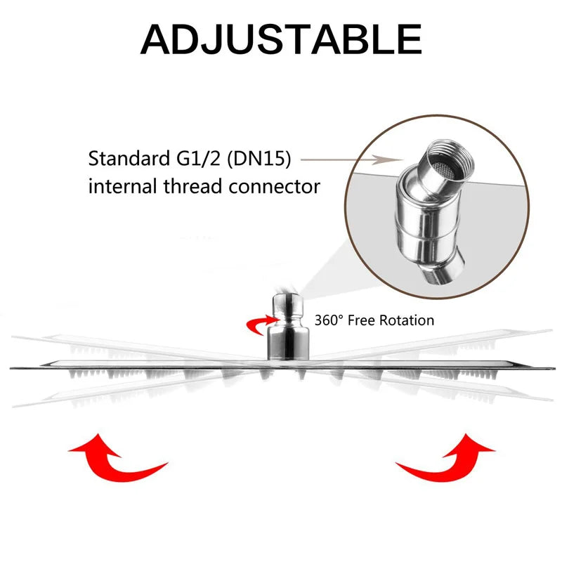 Stainless Steel Ultrathin Shower Head 16" Rainfall Accessory