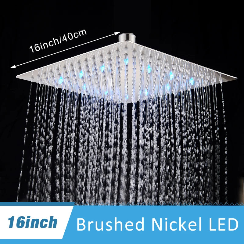 Ultra-Thin LED Rainfall Bathroom Shower Head