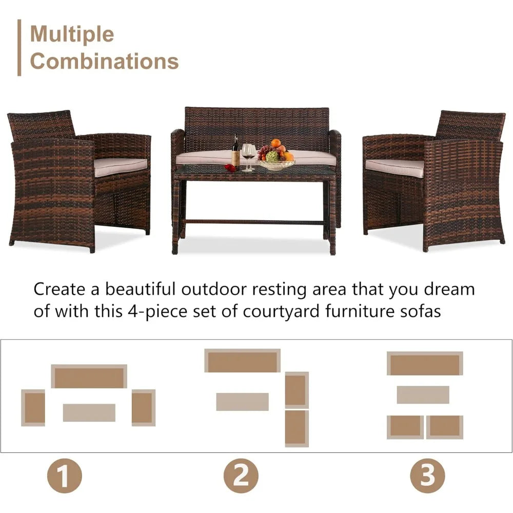 4-Piece Outdoor Wicker Furniture Set