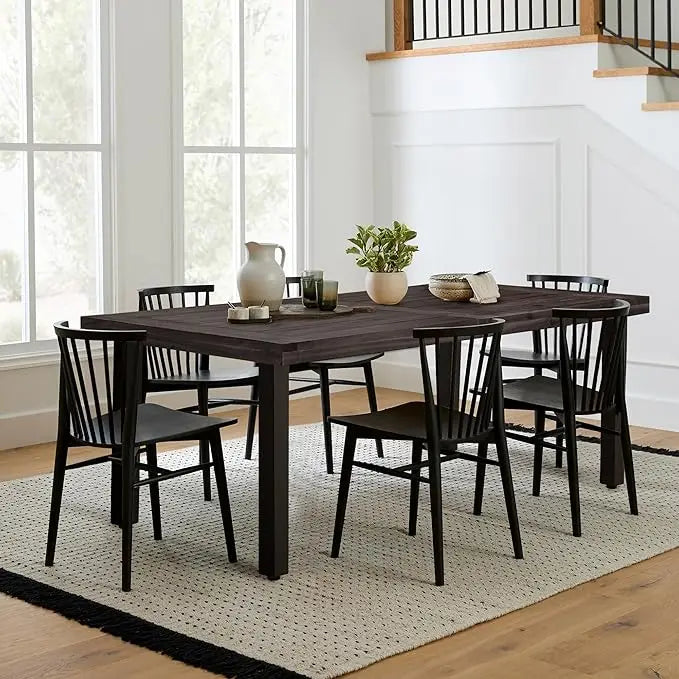 Acacia Wood Indoor/Outdoor Home Dining/Kitchen Table w/Iron Legs