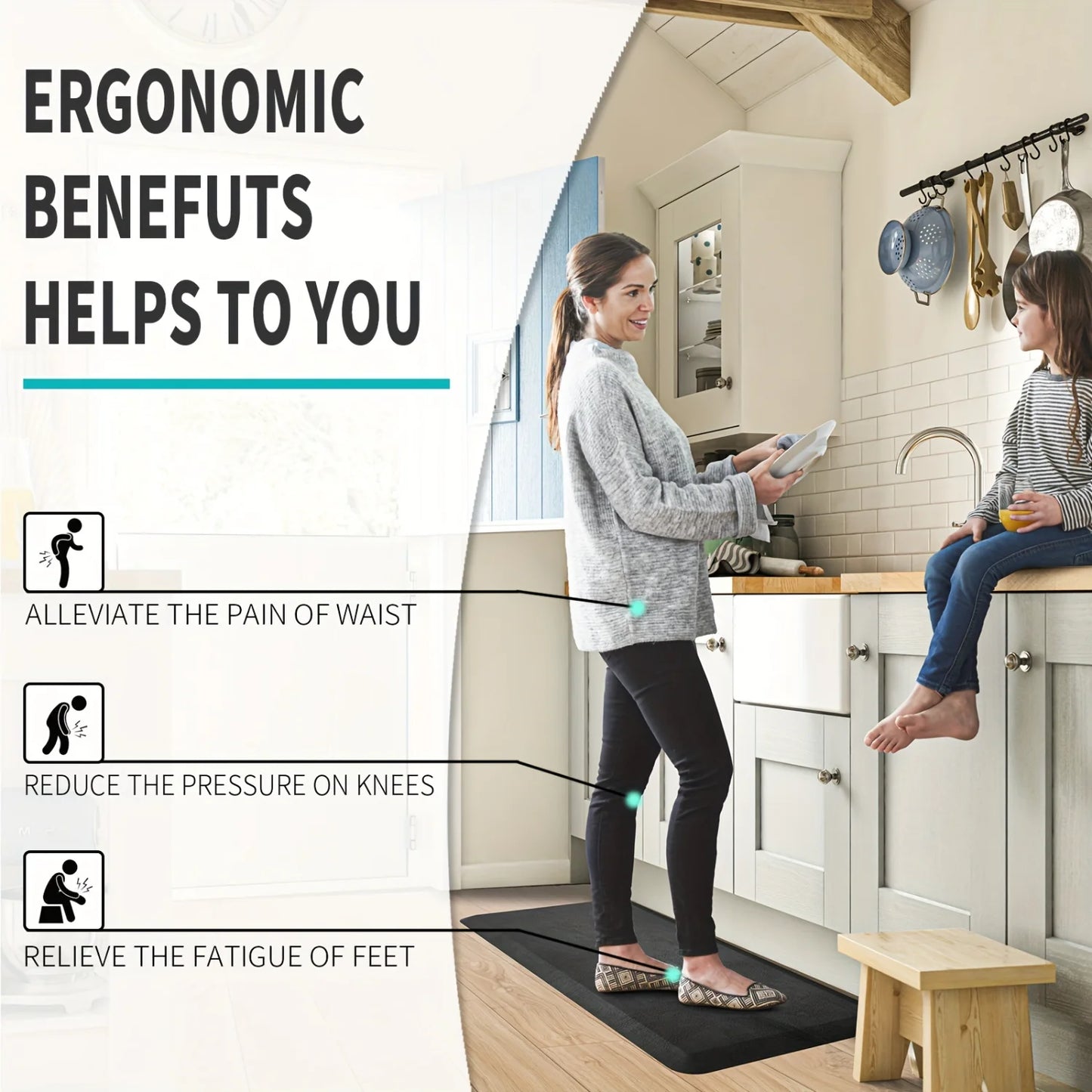 Cushioned Anti Fatigue Kitchen Mat Runner Rug