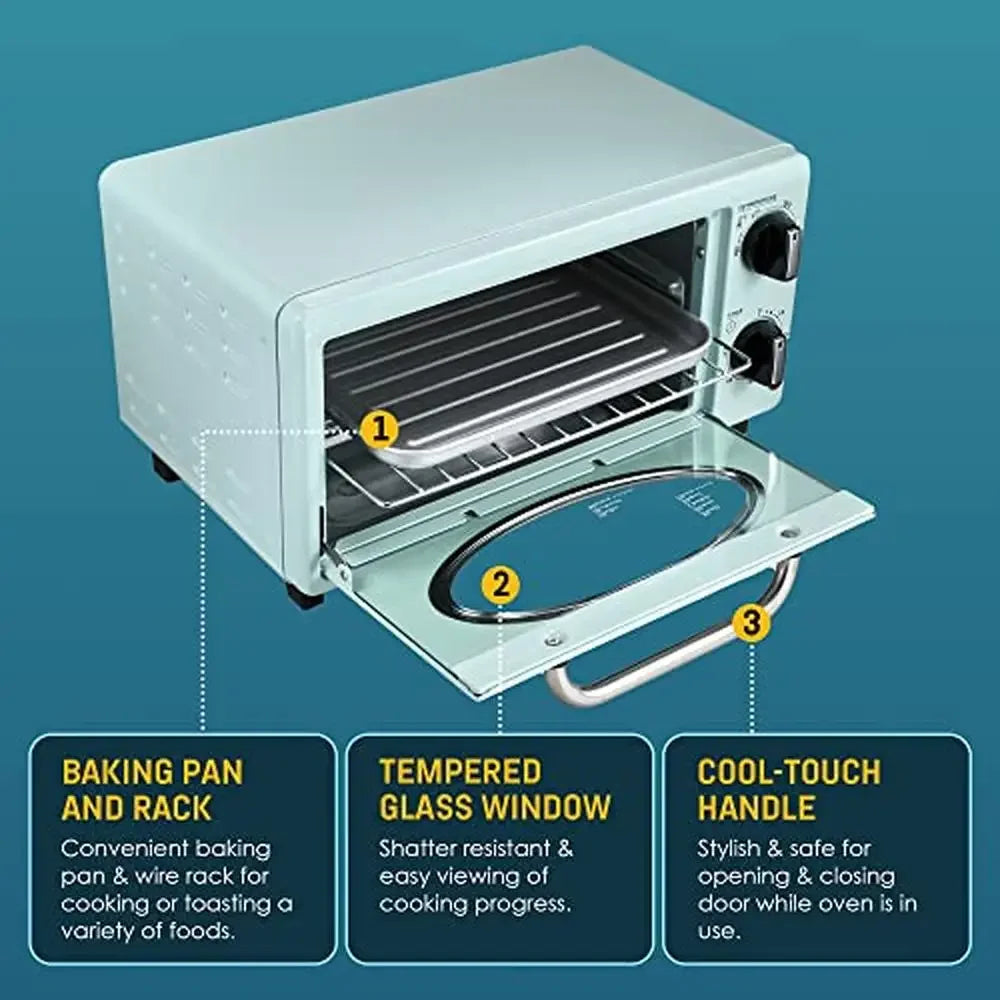 Retro Countertop Toaster Oven Mint Accents