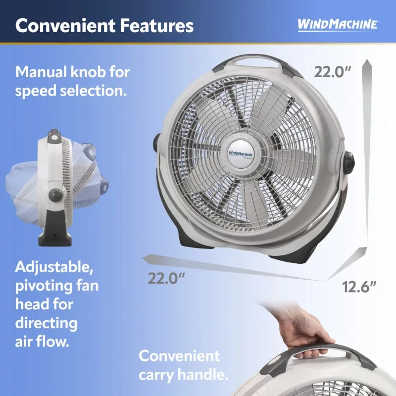 Wind Machine 20" Pivoting Floor Fan with 3 Speeds