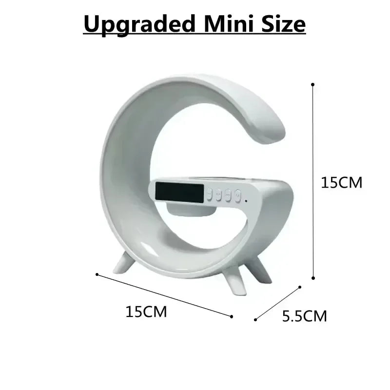 Fast Wireless Charger Desktop Stand Bluetooth Speaker w/Clock