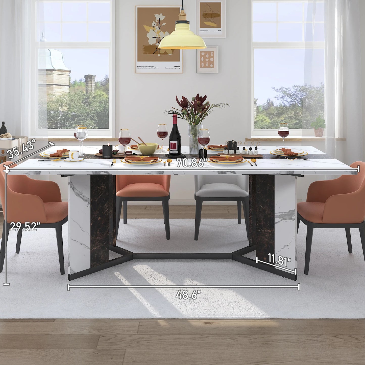 Large Family Rectangular White Dining Table