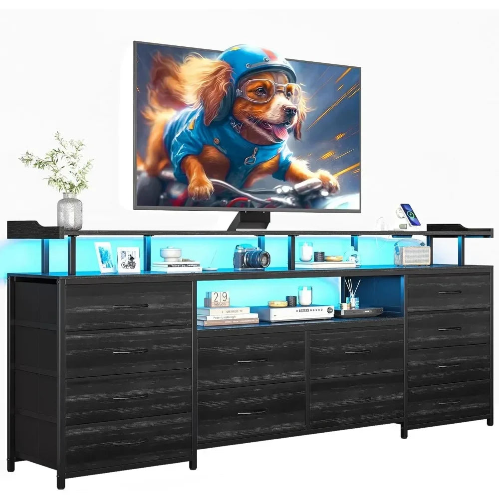LED TV Stand Dresser with Power Outlets for 65 TV