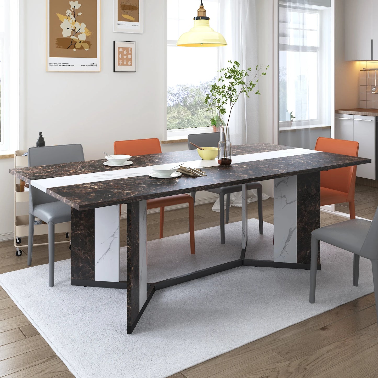 Large Family Rectangular White Dining Table