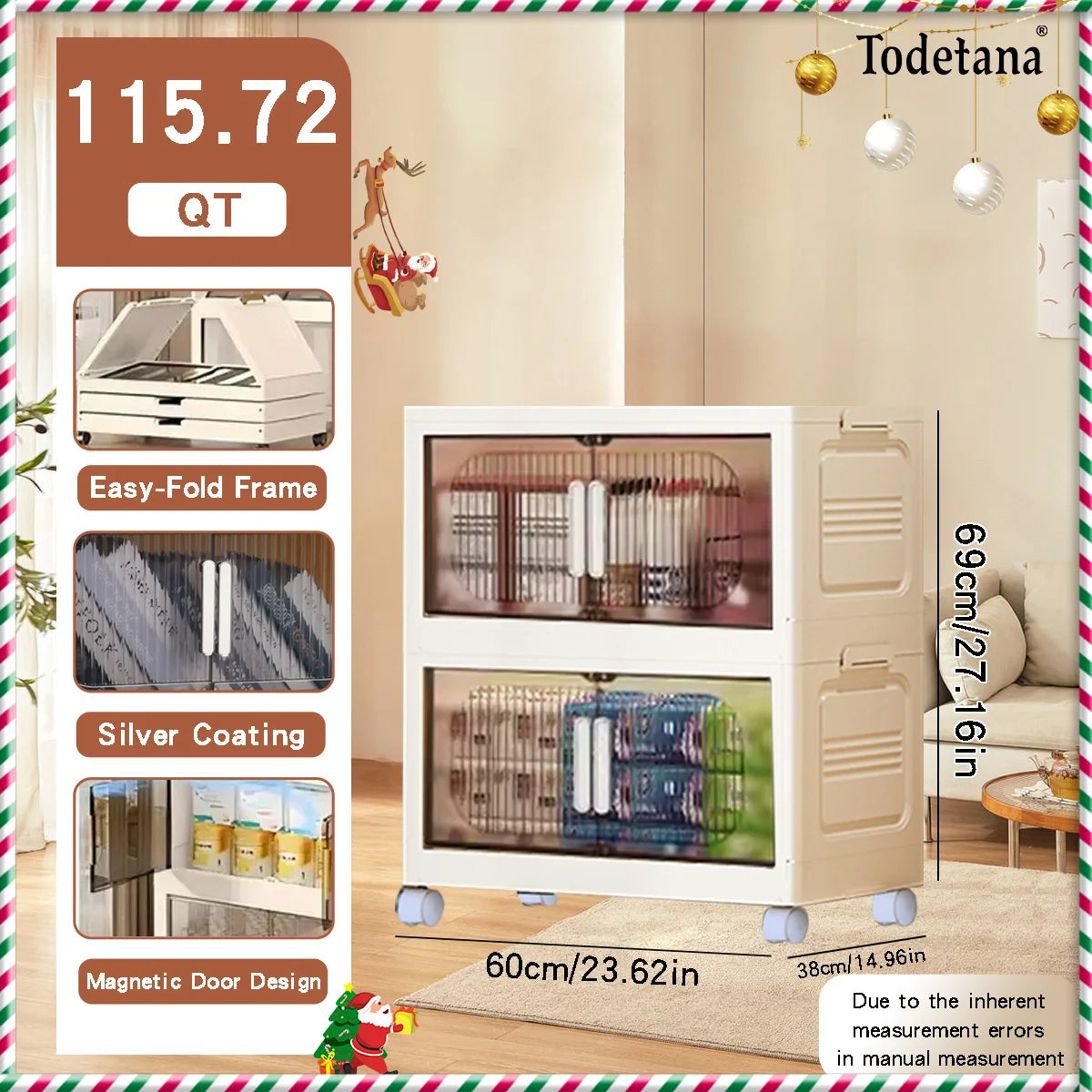 Magnetic Door Plastic Storage Cabinet Bins w/Lids