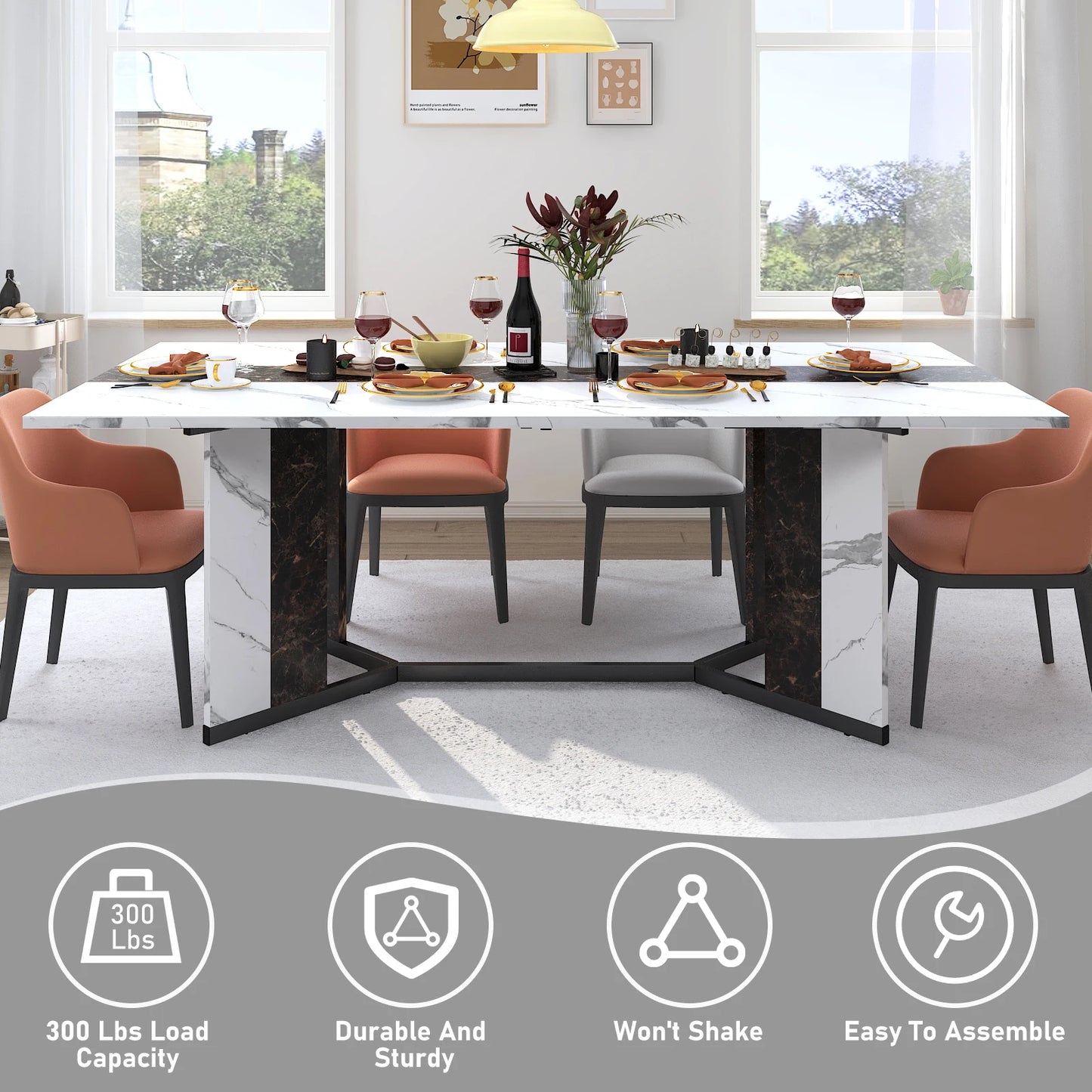 Large Family Rectangular White Dining Table