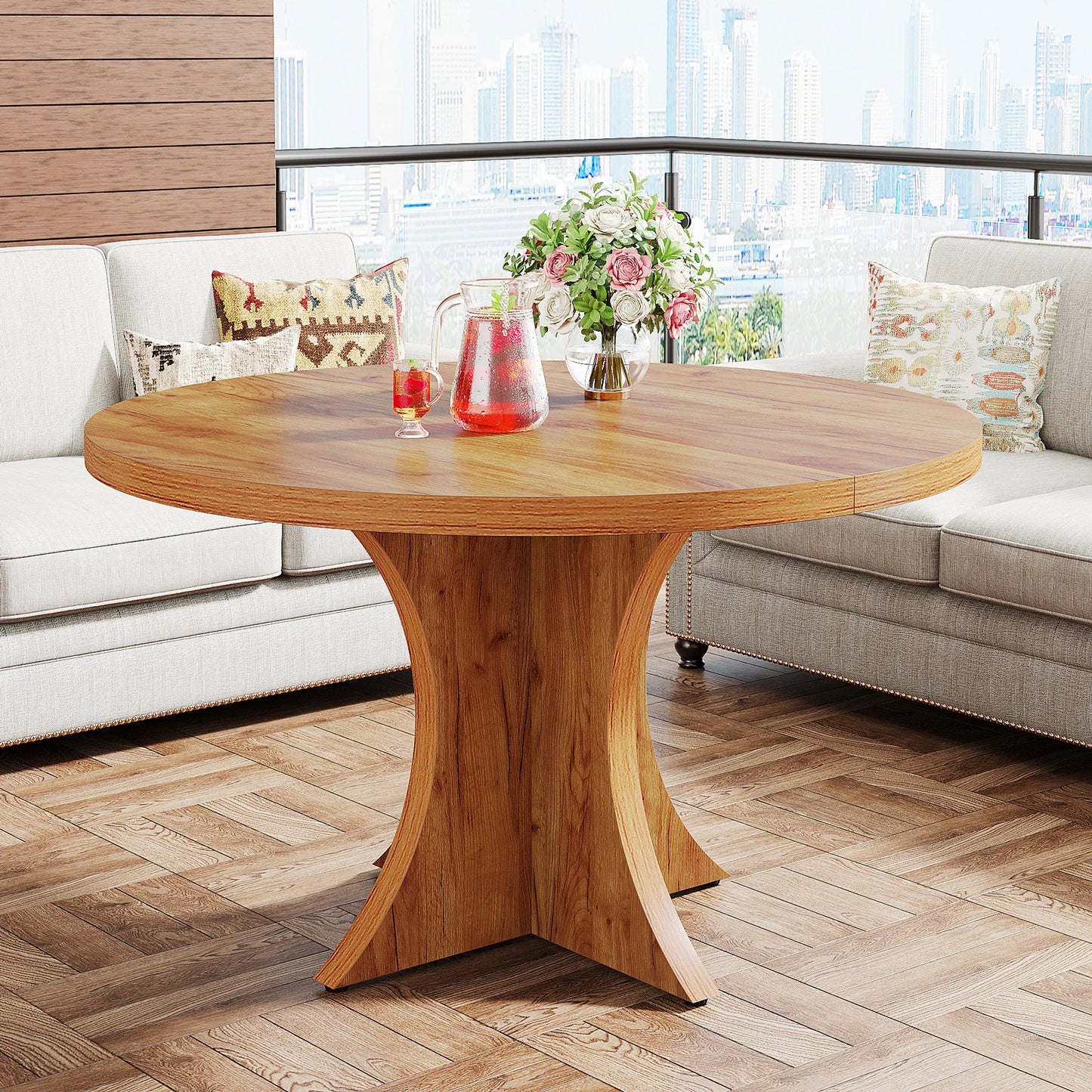 Farmhouse Kitchen/Wood Dining Table w/Pedestal Base