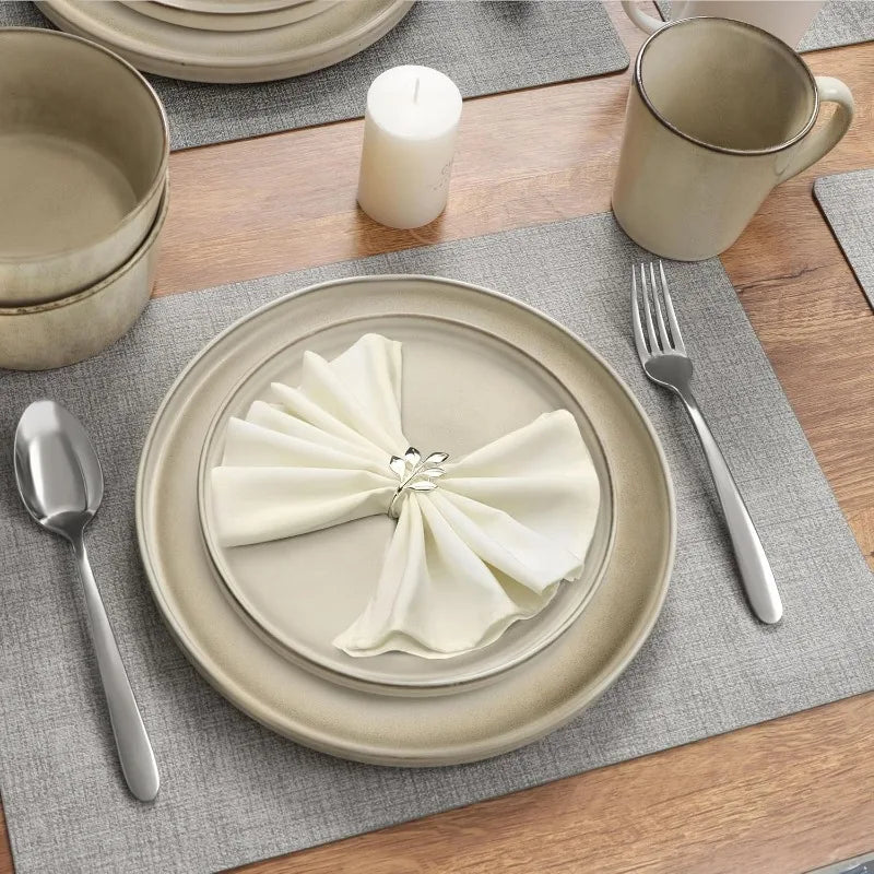 Stoneware Dinnerware Set Plates/Bowls for 4