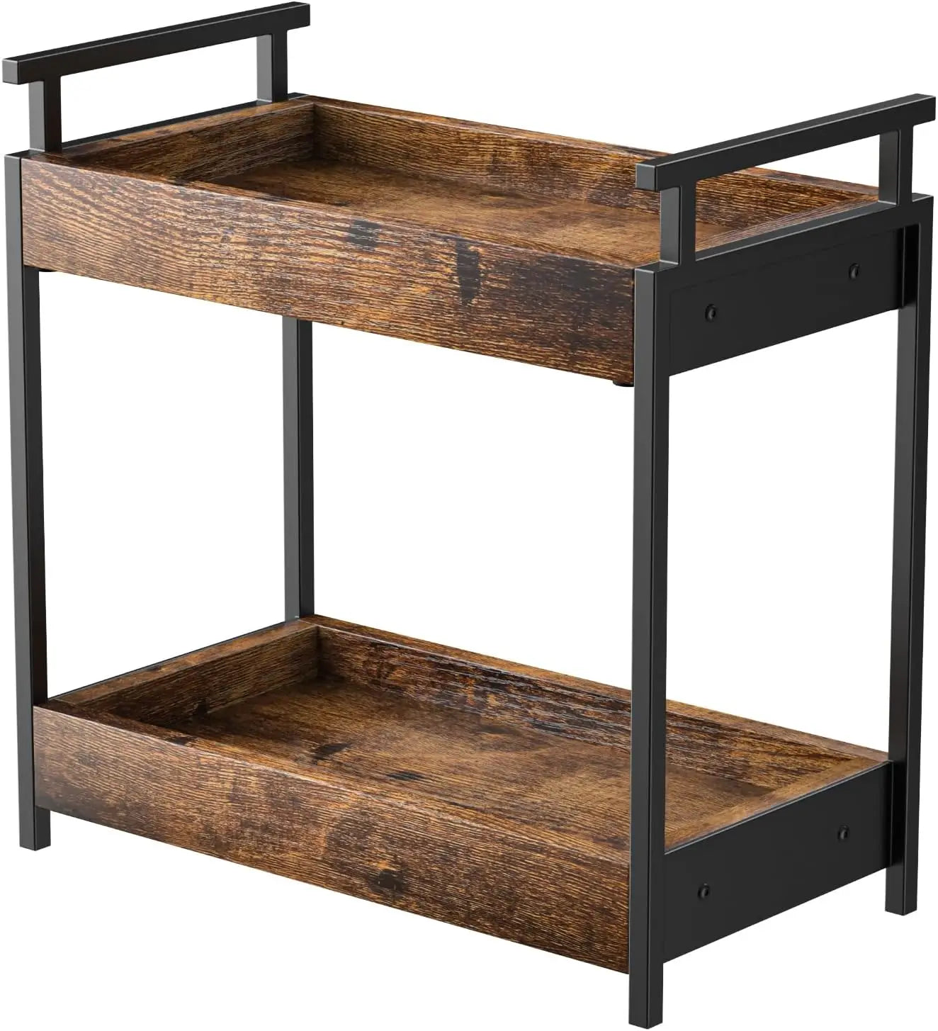 Countertop Coffee Station Organizer, 2 Tier Wooden Shelf for Coffee Bar Accessories, Condiment Storage Caddy for Kitchen