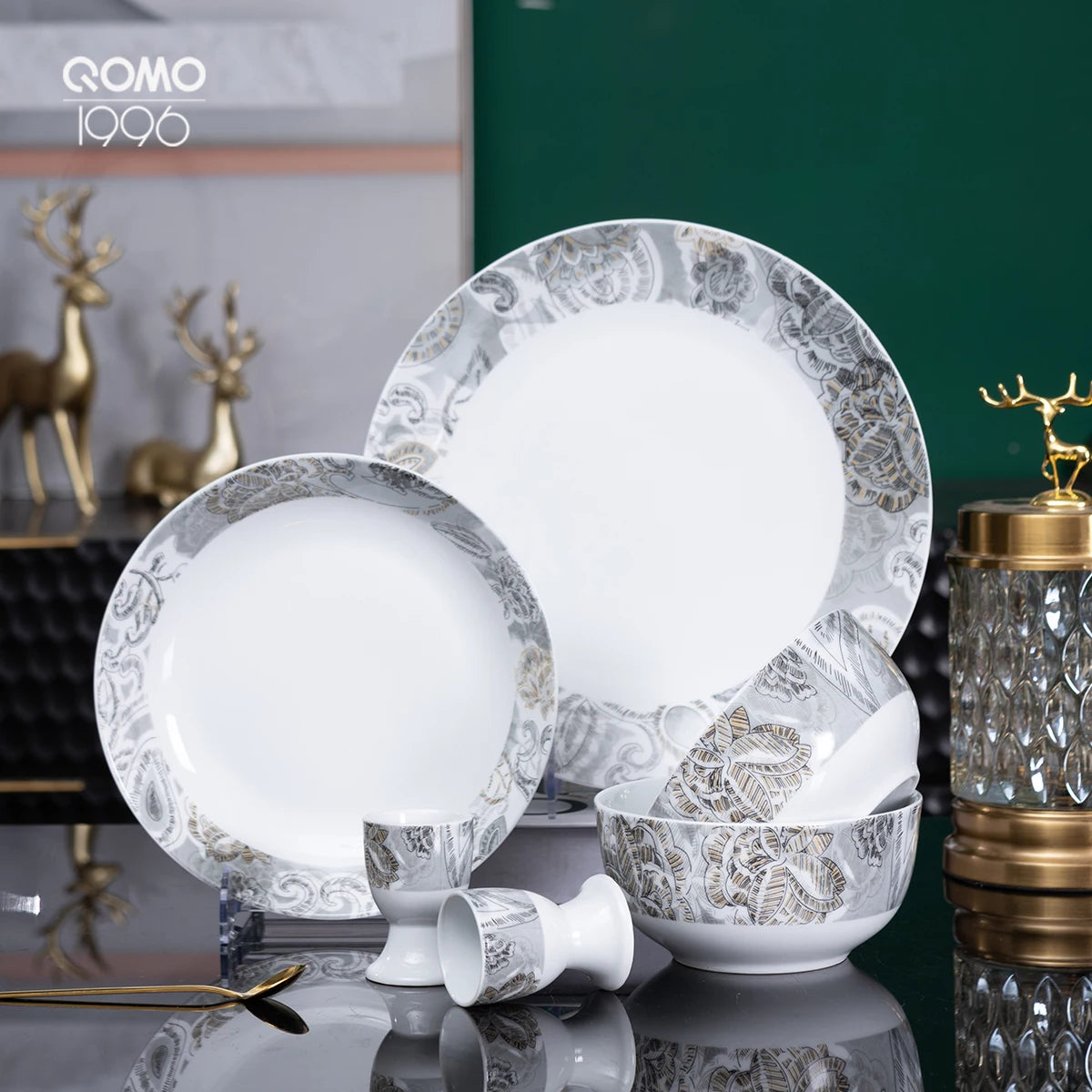 14/28 Pcs Painted Ceramic Tableware Set