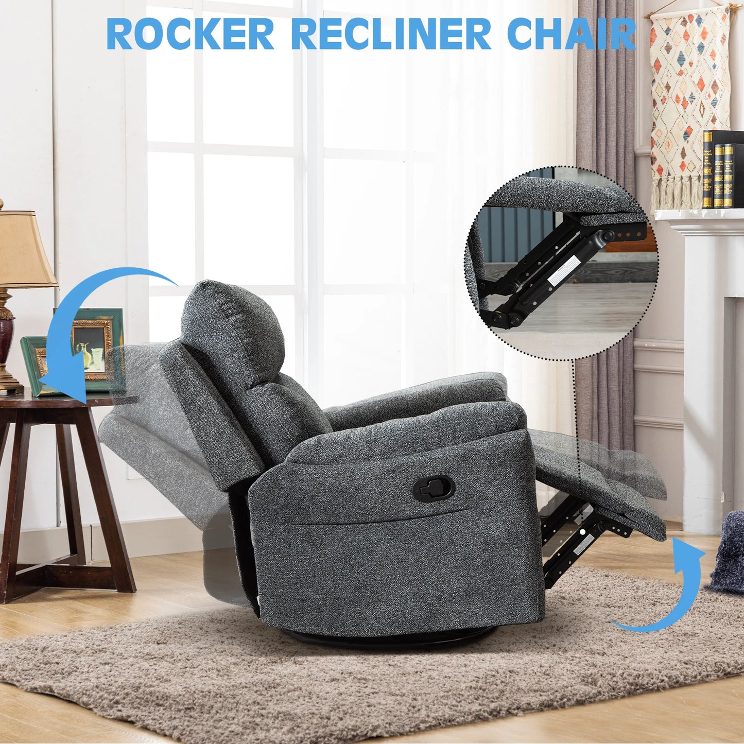 Overstuffed Breathable Reclining Chair Manual Sofa