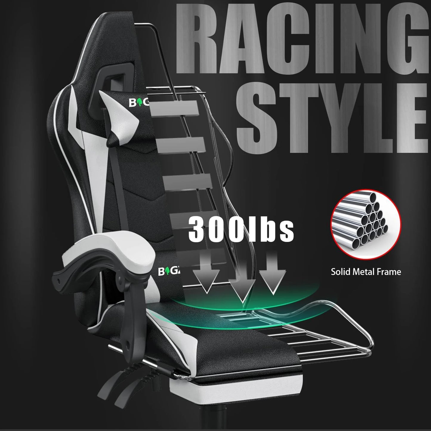 Gamer Chairs Ergonomic with Lumbar Cushion/Headrest