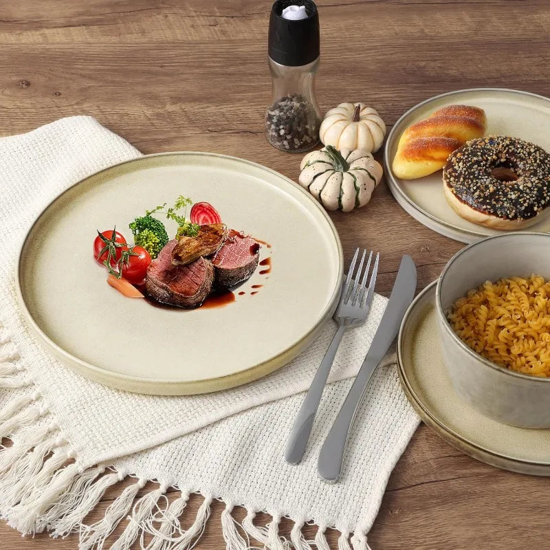 Stoneware Dinnerware Set Plates/Bowls for 4