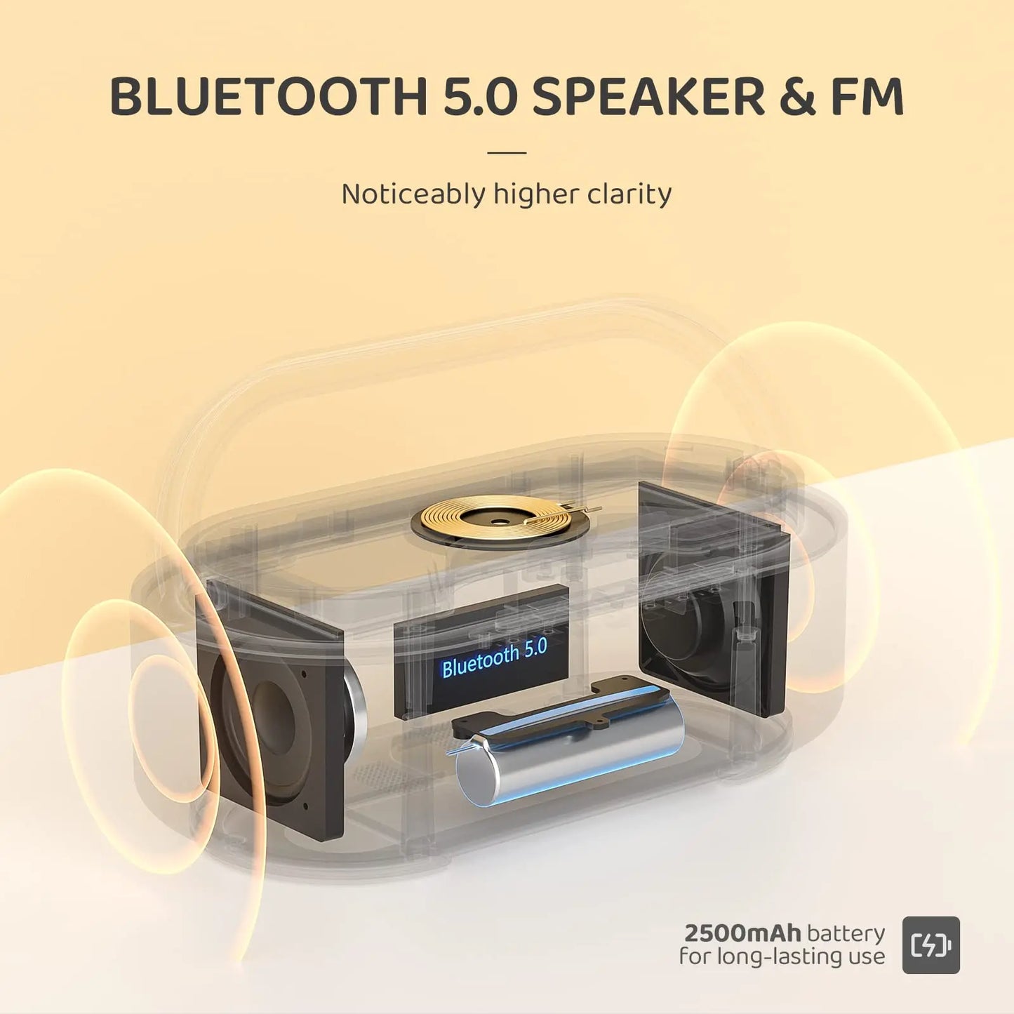 Bluetooth Speaker w/Digital Alarm Clock Radio For Bedroom