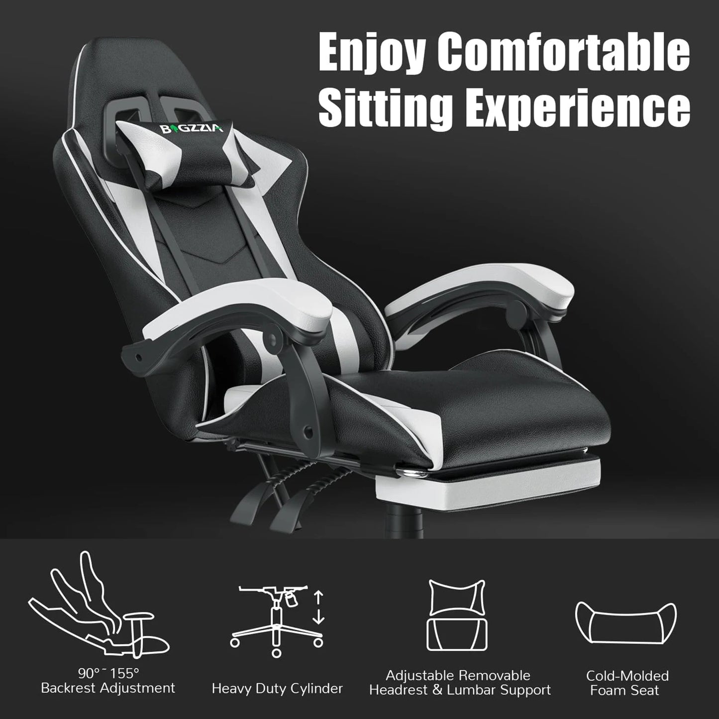 Gamer Chairs Ergonomic with Lumbar Cushion/Headrest