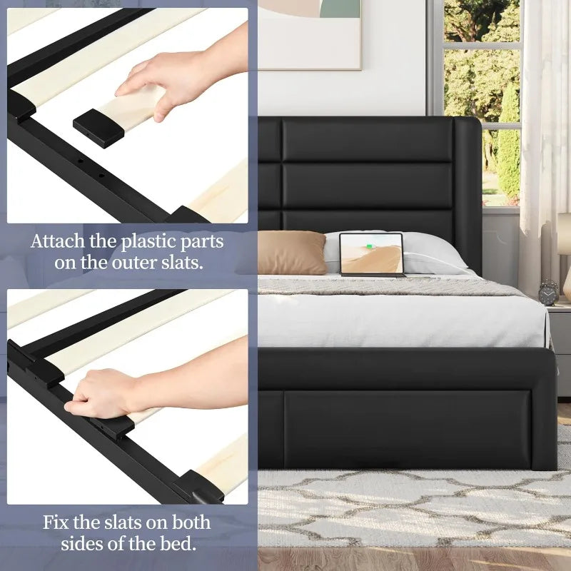 Queen Size Bed Frame/Headboard/Storage Drawers