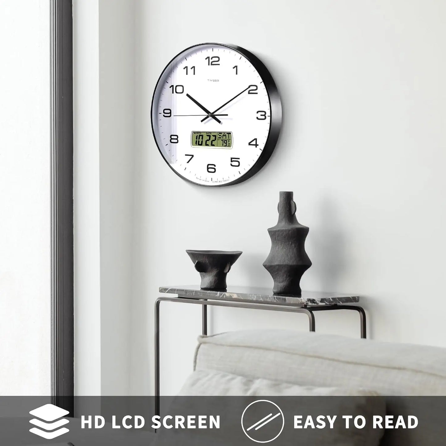Calendar Wall Clock with 3 Sizes/4 Colors