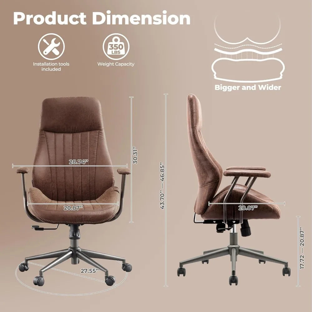 Comfy Ergonomic Home Office Chair with Padded Armrests