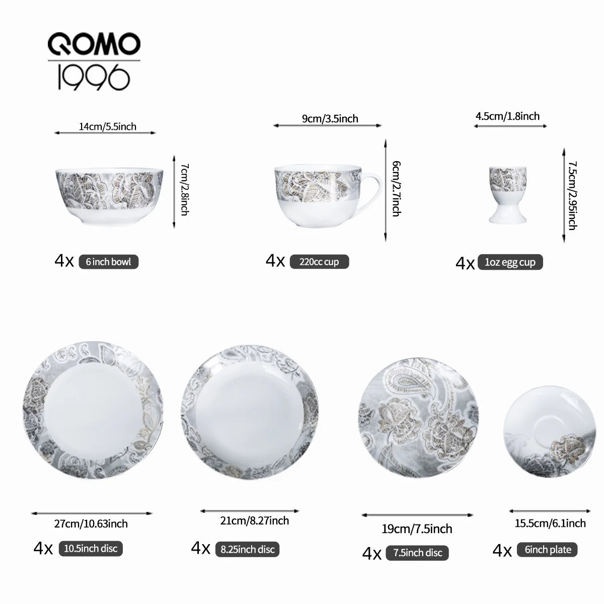 14/28 Pcs Painted Ceramic Tableware Set