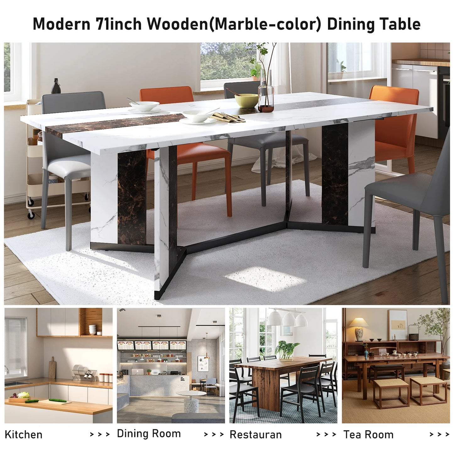 Large Family Rectangular White Dining Table