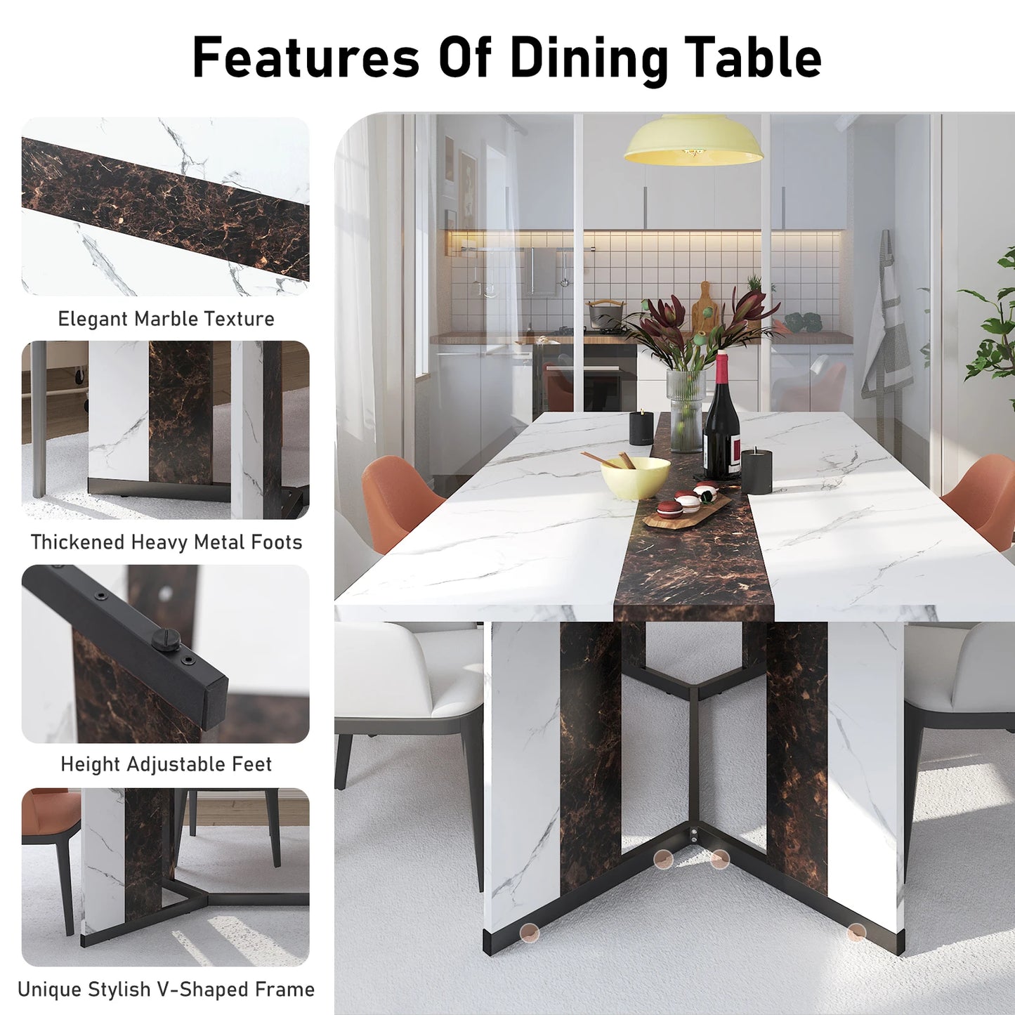 Large Family Rectangular White Dining Table