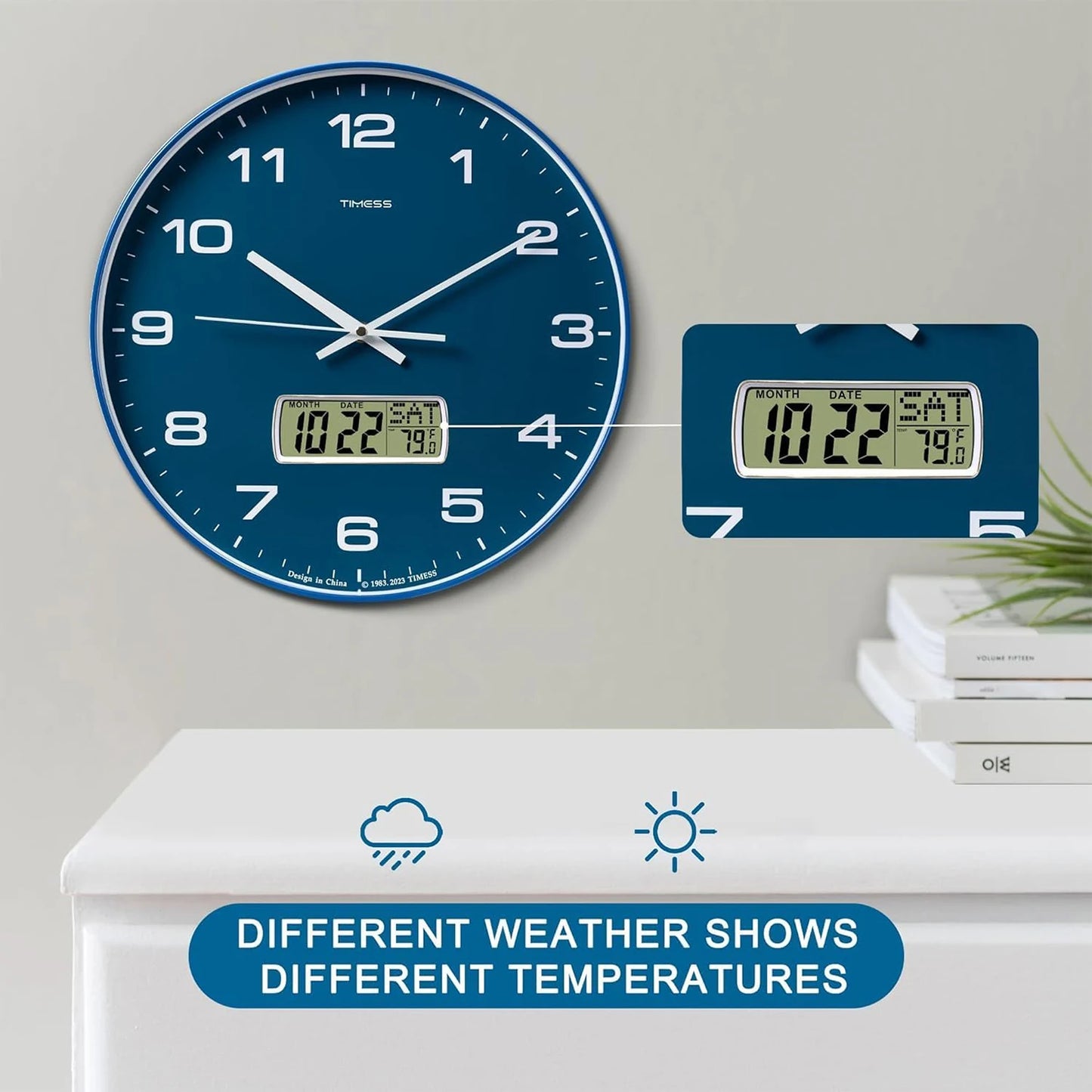 Calendar Wall Clock with 3 Sizes/4 Colors