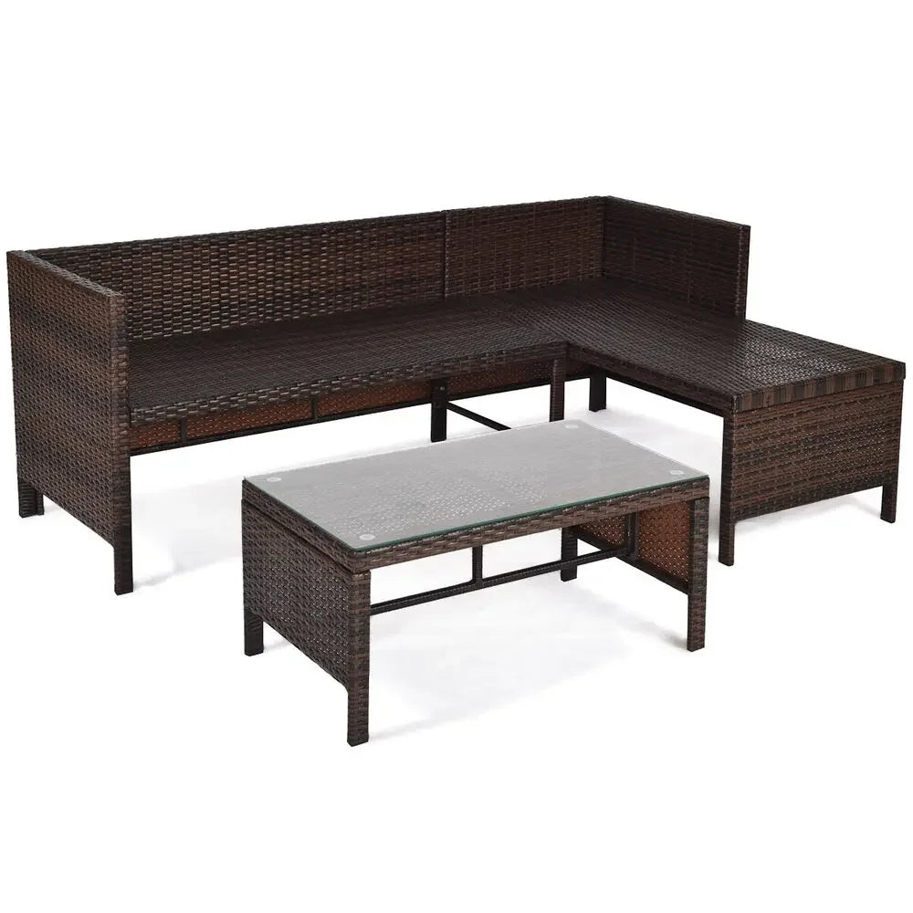 3 PCS Patio Wicker Rattan Sofa Set