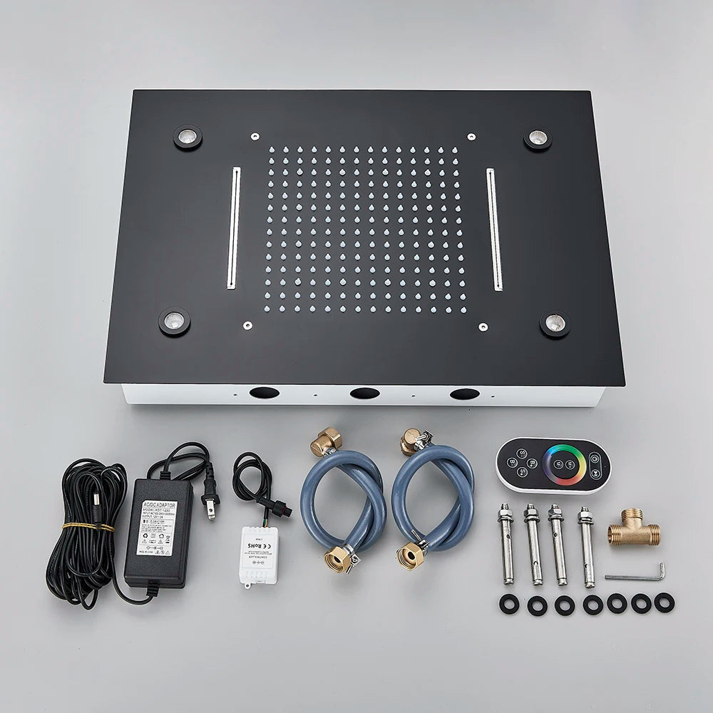 Black Ceiling Intelligent Remote Control LED Shower Head