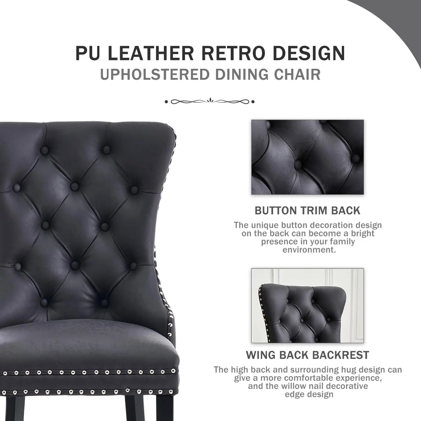 Upholstered Dining/Kitchen Chairs w/Solid Wood Legs