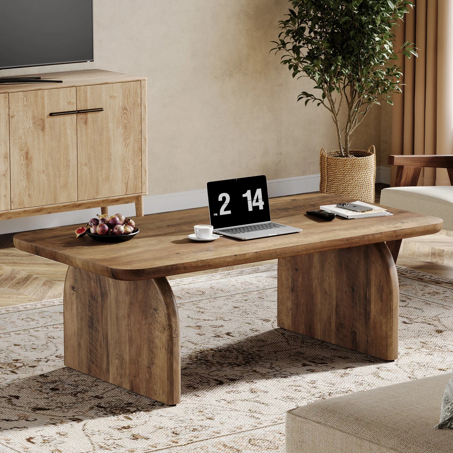 Farmhouse Rectangular Coffee Table with Sturdy Base