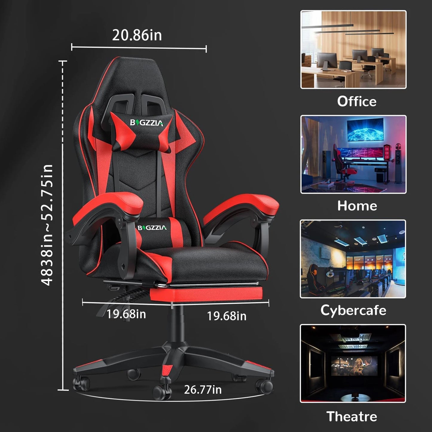 Gamer Chairs Ergonomic with Lumbar Cushion/Headrest