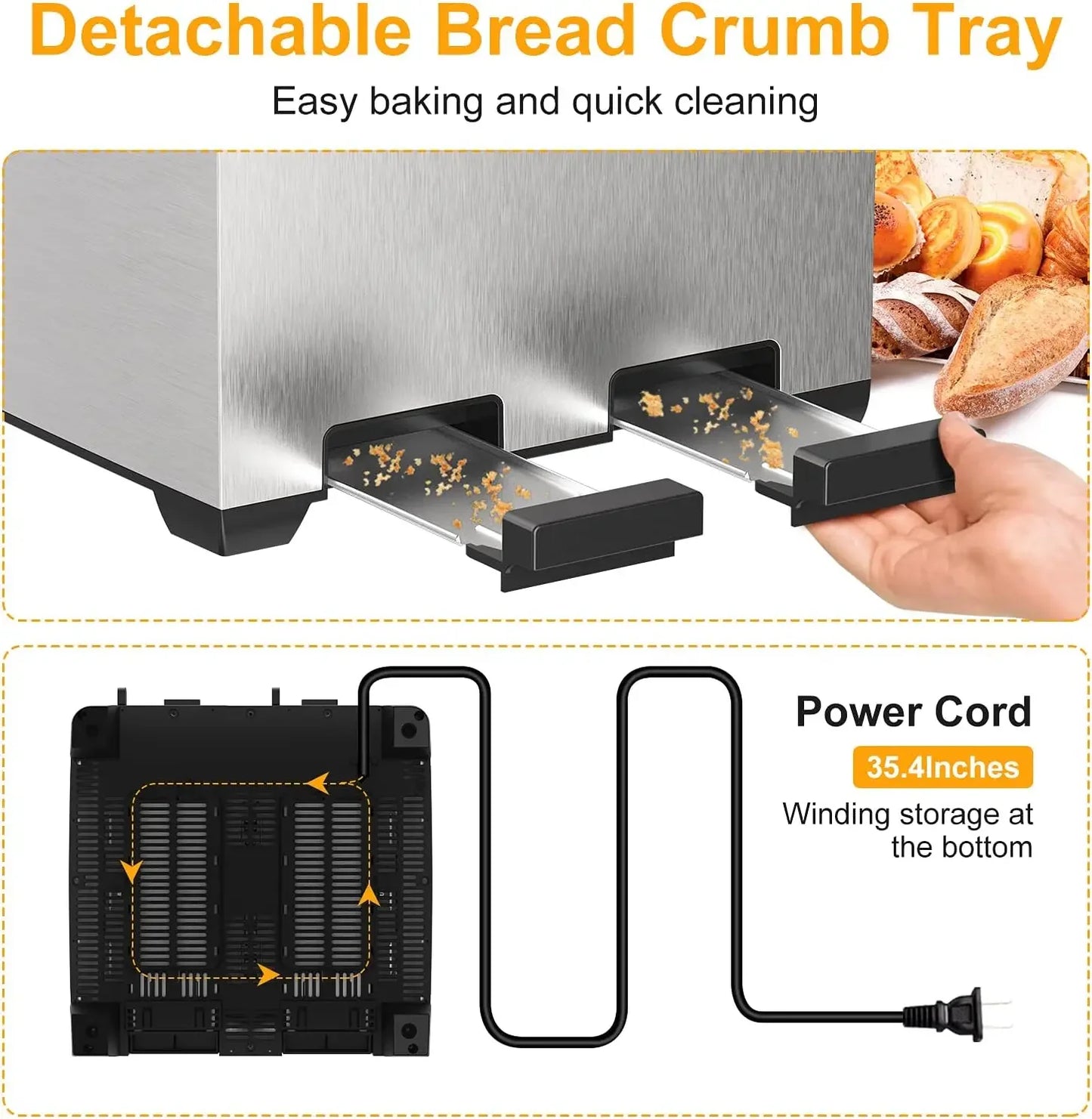 Toaster 4 Slice, Stainless Steel Toasters with Bagel, Cancel and Defrost Function, Dual Control, 1.6 inch Extra-wide Slot