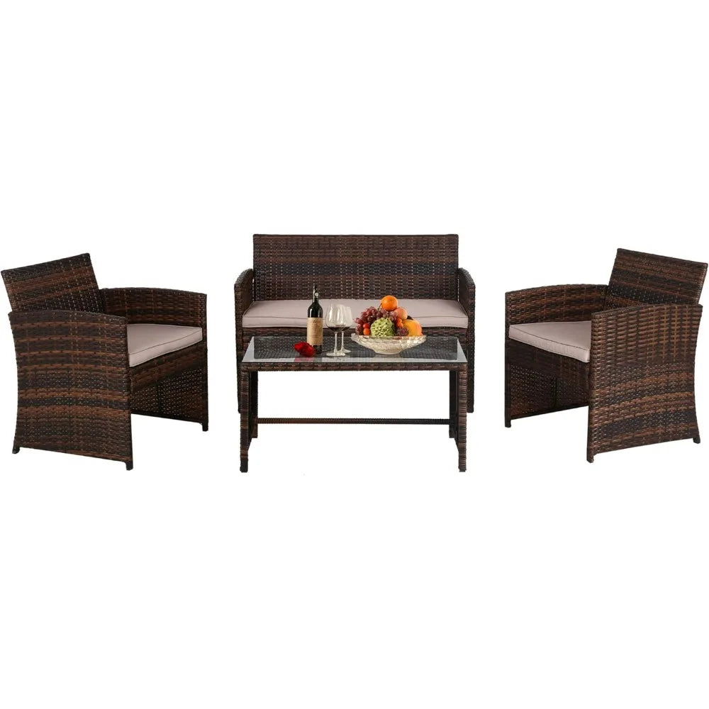 4-Piece Outdoor Wicker Furniture Set