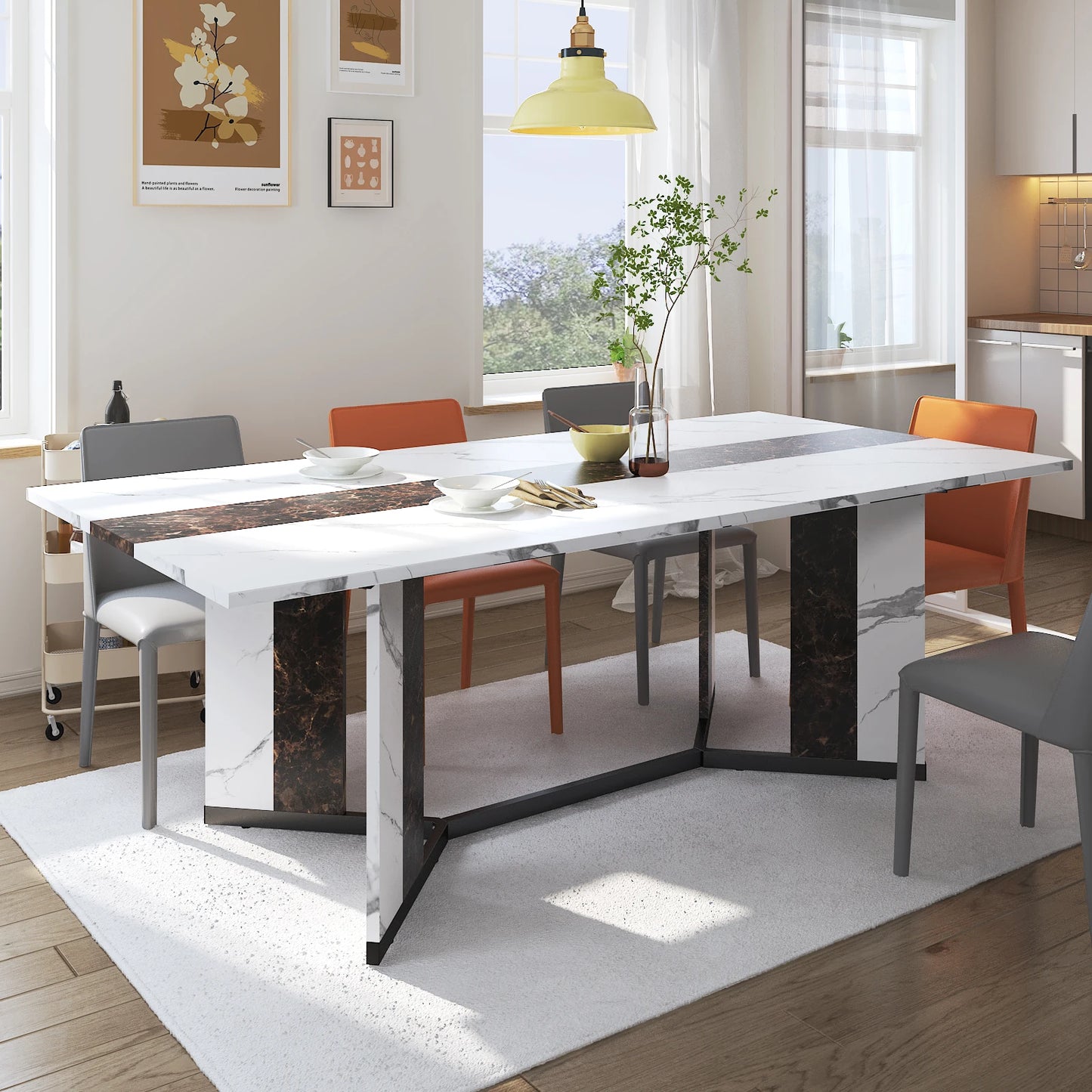 Large Family Rectangular White Dining Table