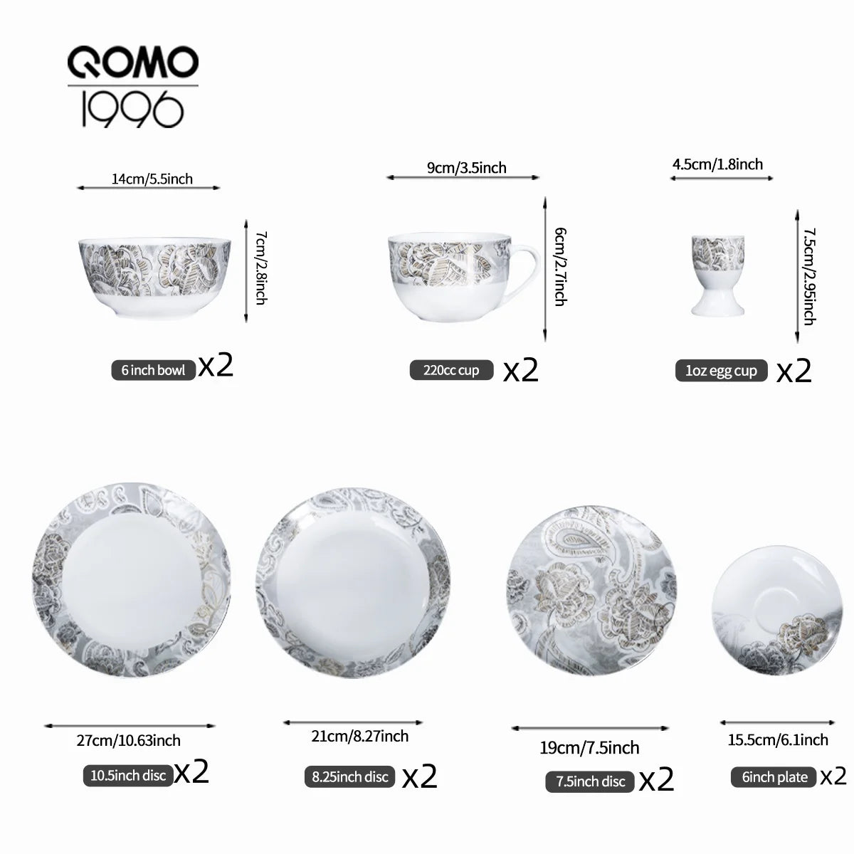 14/28 Pcs Painted Ceramic Tableware Set