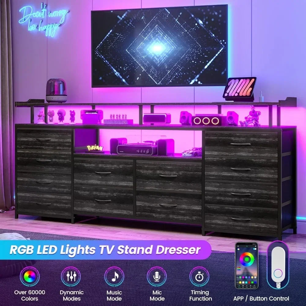 LED TV Stand Dresser with Power Outlets for 65 TV