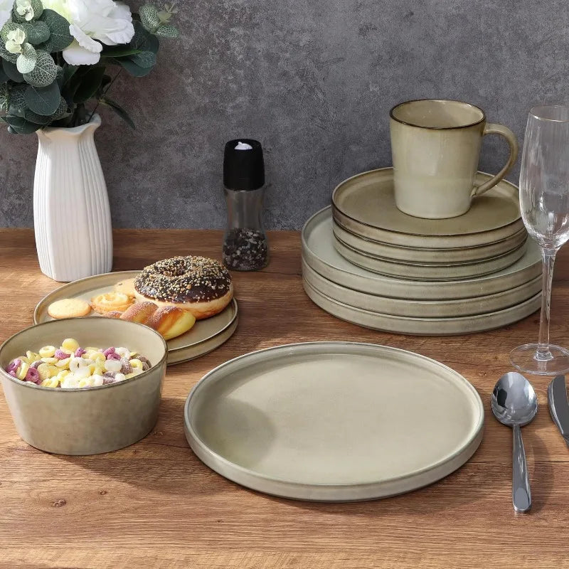 Stoneware Dinnerware Set Plates/Bowls for 4