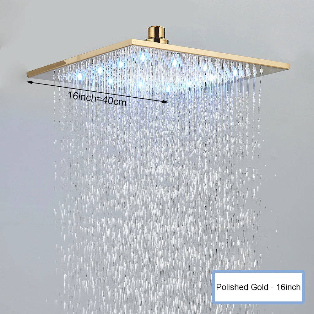 Black Ceiling Intelligent Remote Control LED Shower Head
