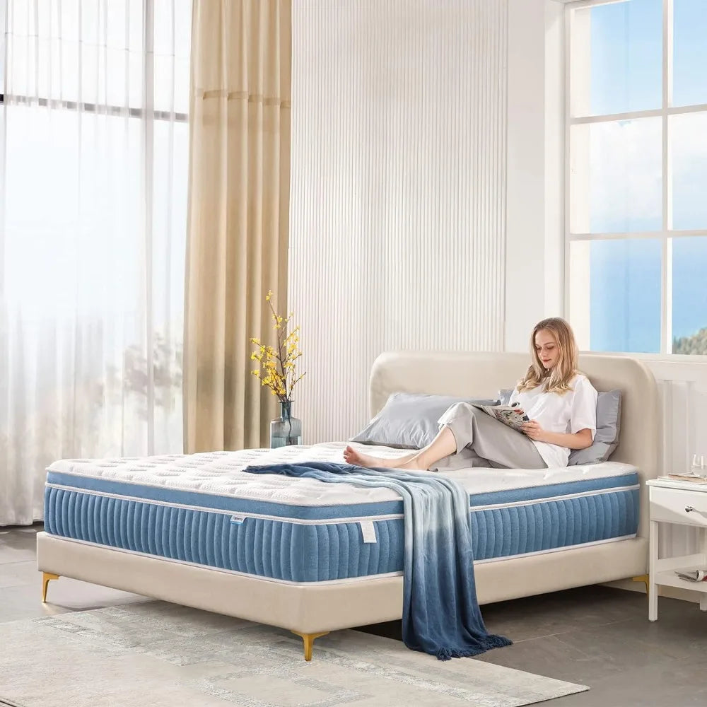 Hybrid Queen Mattress 14-Inch w/Box/Gel Memory Foam
