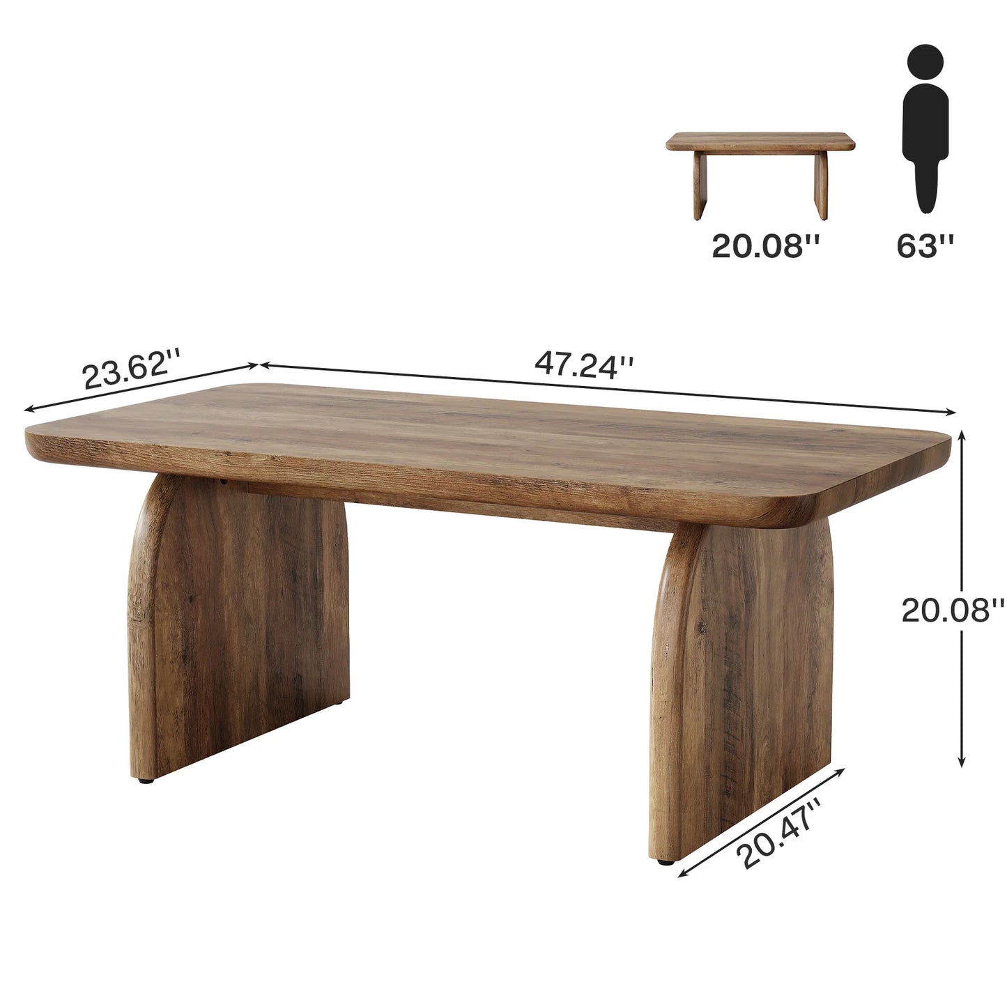 Farmhouse Rectangular Coffee Table with Sturdy Base