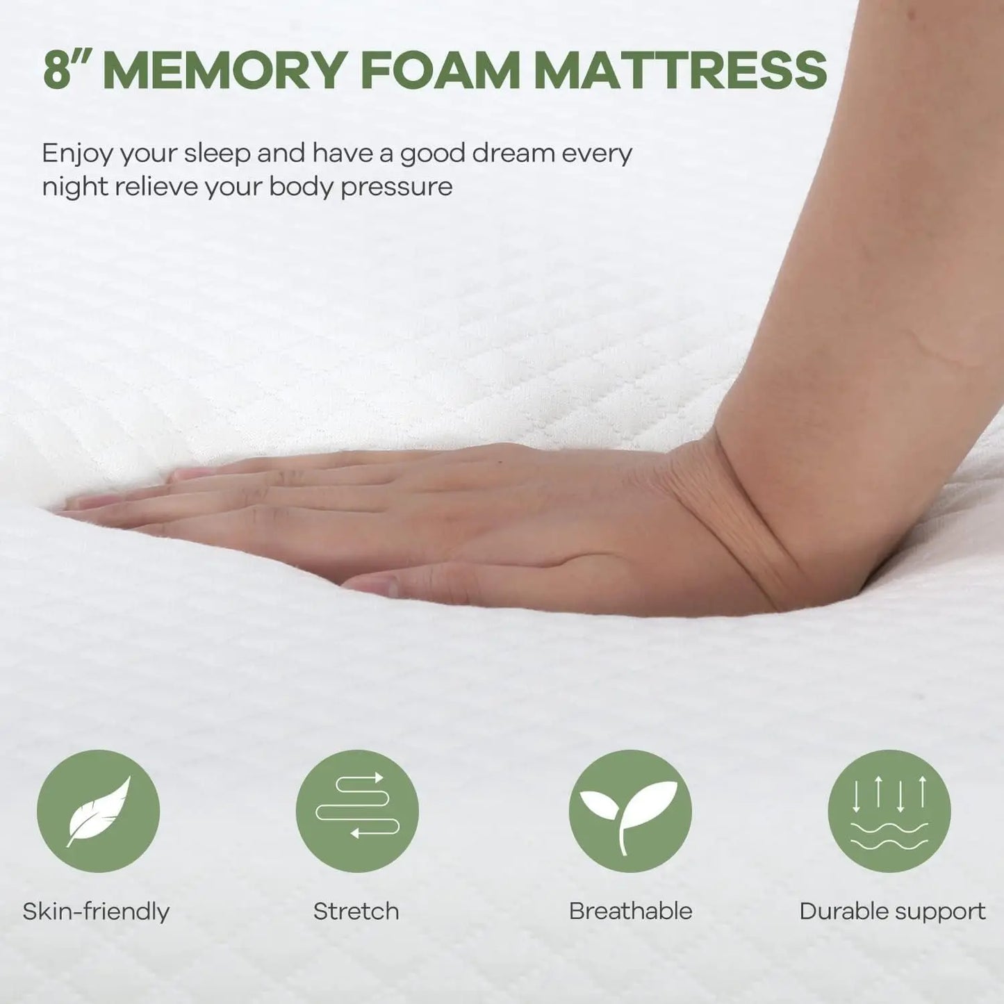 Queen Gel Memory Foam Mattress Pressure Relieving Bed-in-a-Box