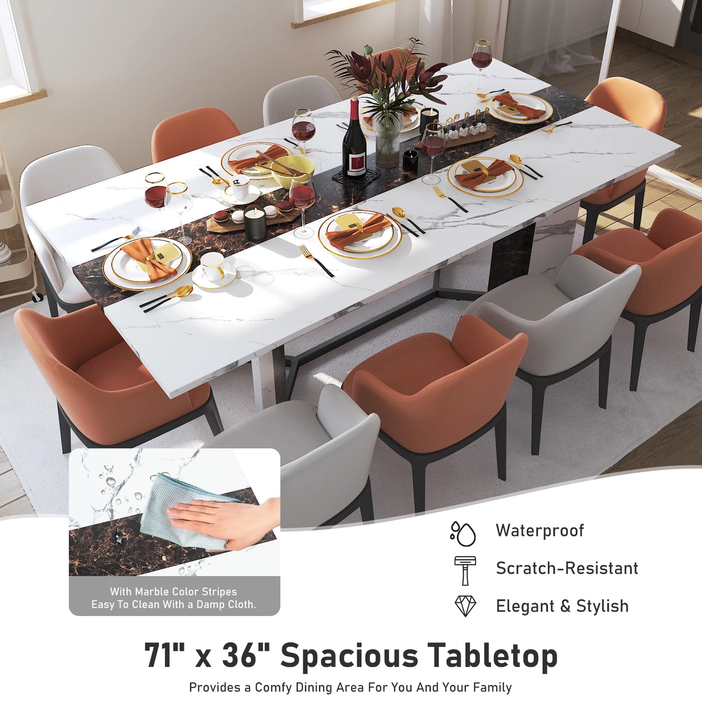 Large Family Rectangular White Dining Table