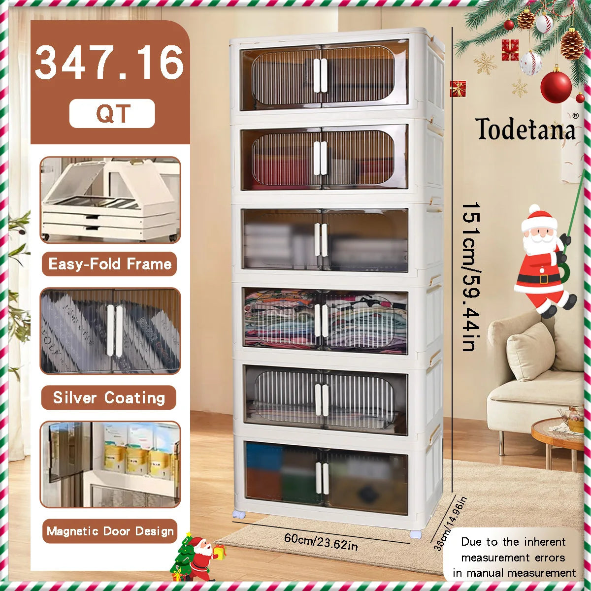 Magnetic Door Plastic Storage Cabinet Bins w/Lids