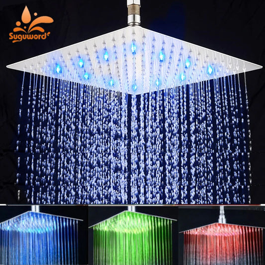 Ultra-Thin LED Rainfall Bathroom Shower Head