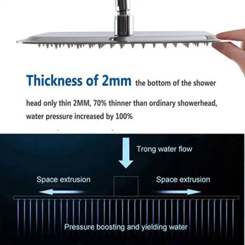 Ultra-Thin LED Rainfall Bathroom Shower Head