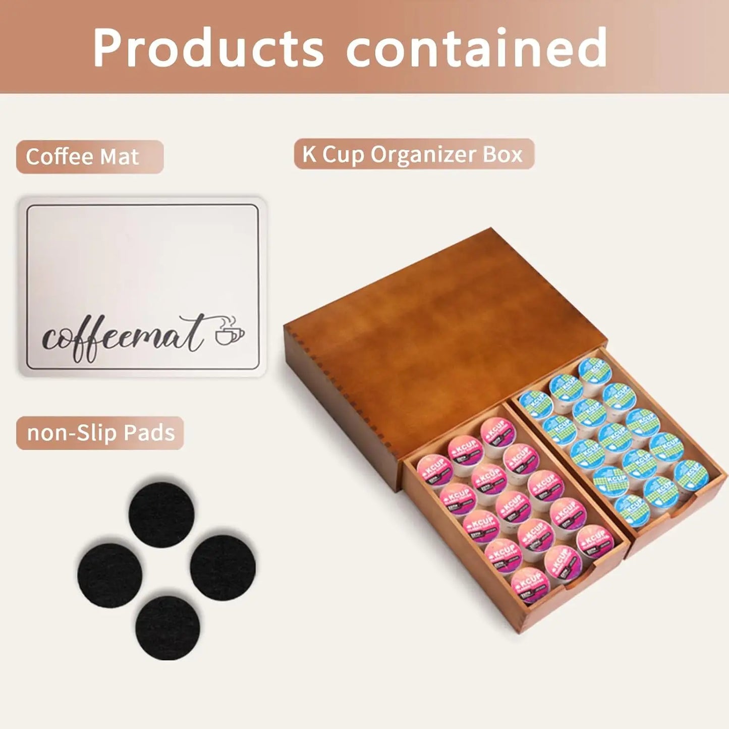 Wooden K Cup Organizer Storage Box Tea/Coffee Pod
