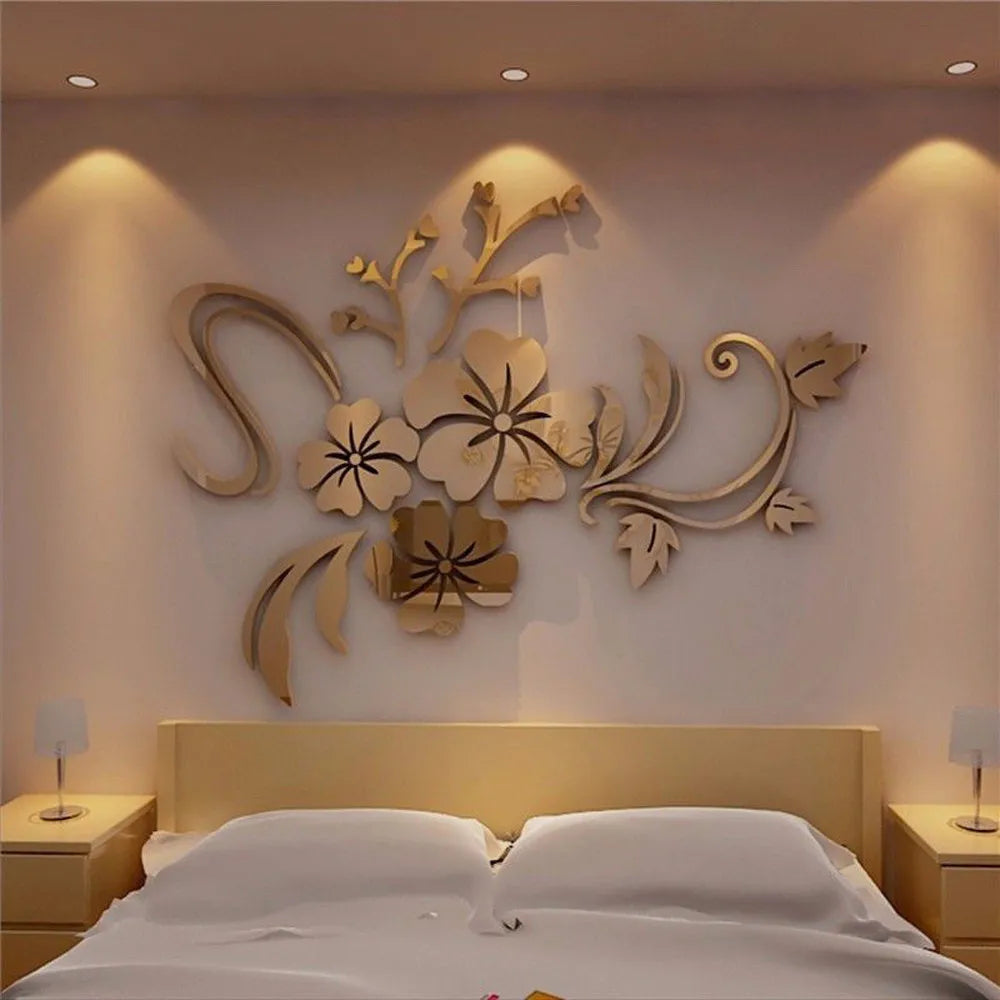 Acrylic Mural Decor 3D Floral Sticker Decal Art